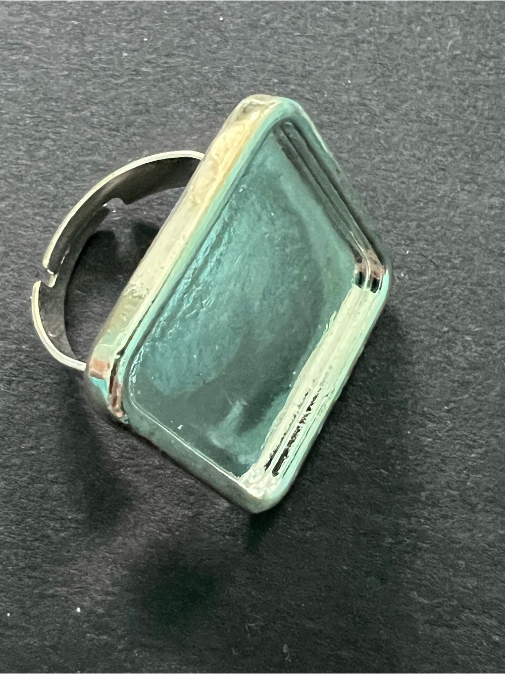 Silver Ring Bezel Square Adjustable Silver Plated